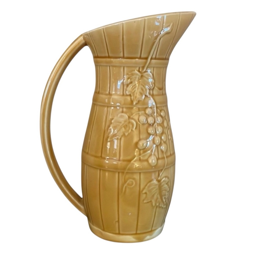 Sarreguemines Majolica Wine Pitcher Vintage